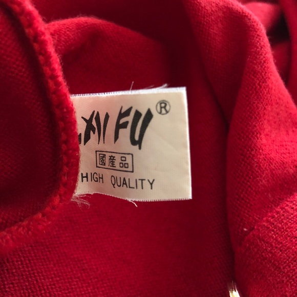 Vintage Red Cardigan Sweater with Gold Buttons - Picture 5 of 9